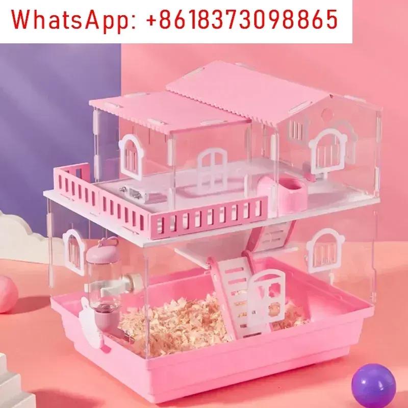 2/3 Layer Acrylic Pet Hamster Cage Transparent Oversized Double Deck Villa for Hamster Guinea Pig Small Animals Feeding