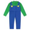 Klassisches Super Mario Kostüm für Kinder, Party Chili, Rollenspiel, Karneval, Weihnachten, Halloween, mit Hut und Bart, Grün, Größe S, 3-4 Jahre