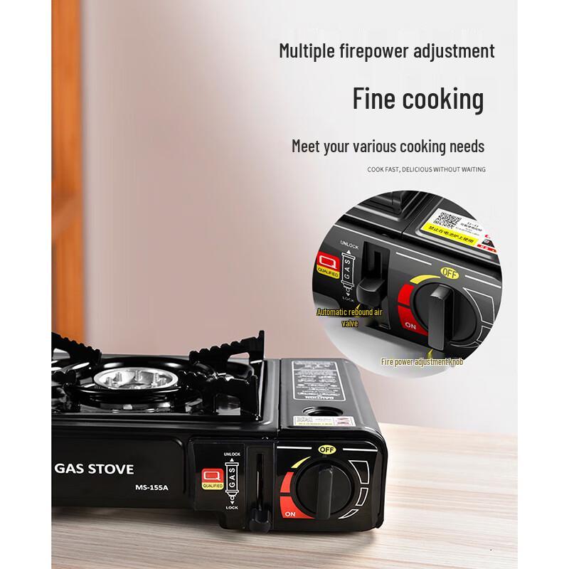 Portable Dual-Fuel Cassette Stove with Wind Guard and Carrying Case