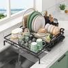Dish Drainer Rack, Expandable Dish Drying Rack with Cutlery Holder and Swivel Drainage Spout, Dish Rack for Kitchen Counter