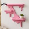 Living Room Wall Decor Three Layer Mounted Storage Rack, PLA Melting Fluid Design Floating Shelf, Artistic Functional Art Molding Display Space Saving