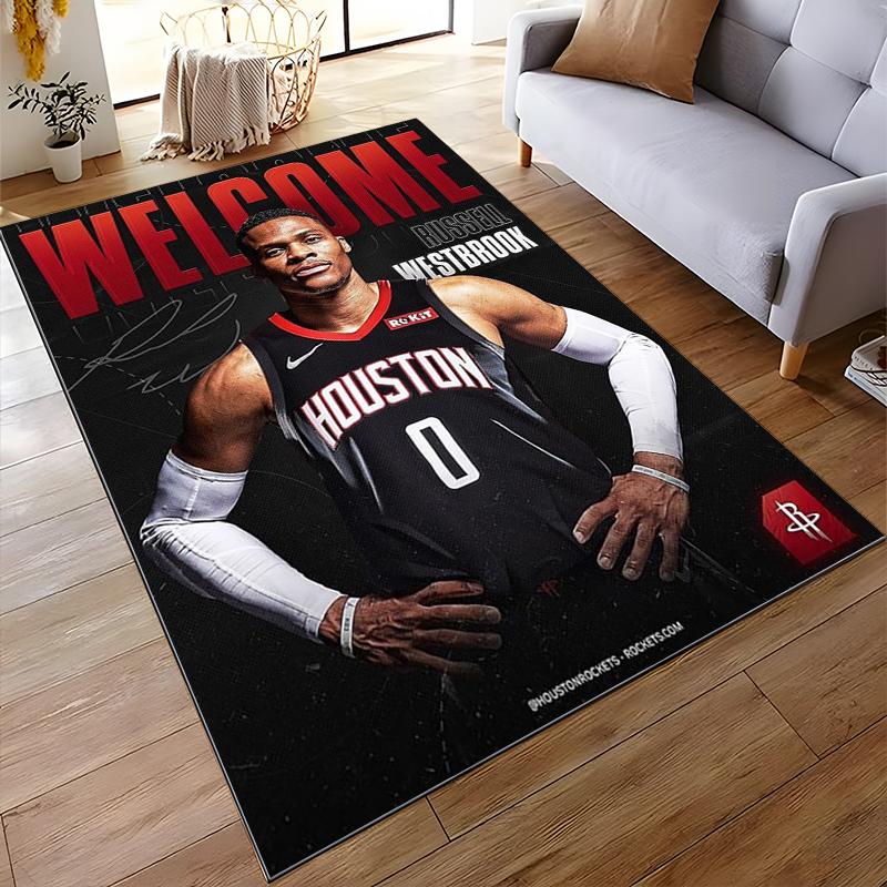 "Basketball Star in Houston Rockets Uniform Non-slip rug suitable for living room and bedroom sofas sofas"
