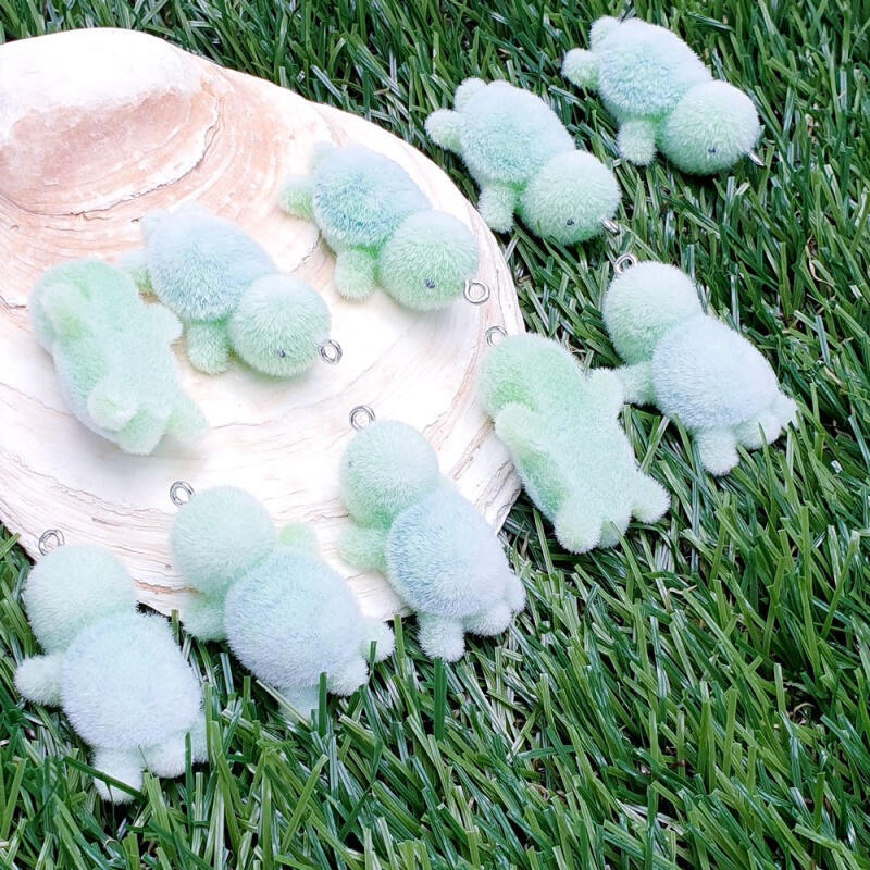 Flocking Fluffy Turtle Doll Keychain Accessory