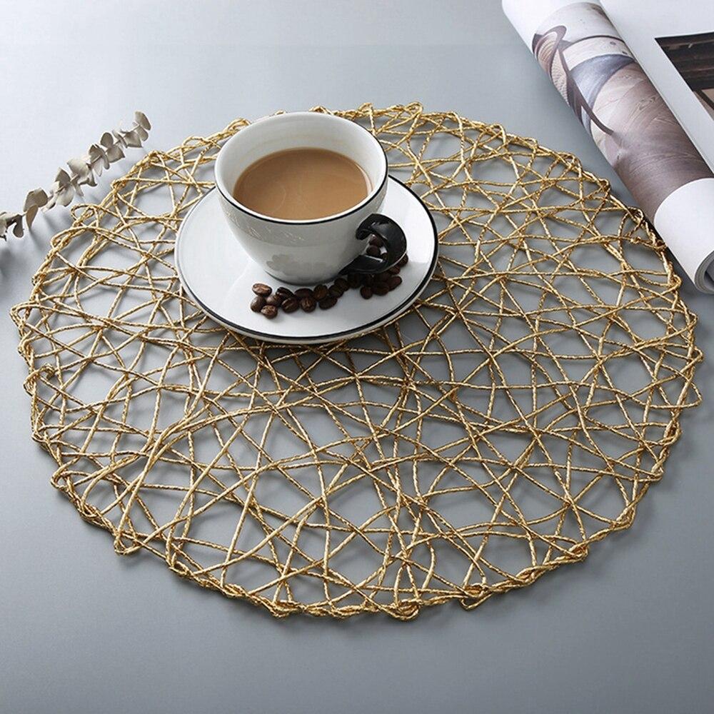Placemat Dinnerware Cup Coaster round Gold Silver Table Decoration