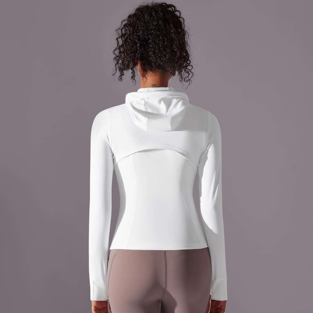 Outdoor Sun Protection Clothes, Tight Fitting Sports Running Fitness Tops, Yoga Clothes, UV Resistant Breathable Hooded Zipper Jacket