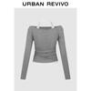 UR 2025 Autumn Women's Halter Pleated Long Sleeve T-Shirt