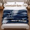 Dallas Cowboys Printed Flannel Blanket Custom Name Text Soft Warm Throw For Bedroom Holiday Gift