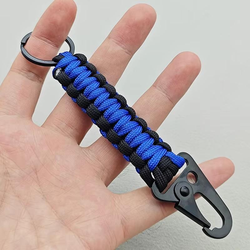 Military Paracord Keychain Ring Survival Kit with Carabiner Braided Cord Rope Lanyard Emergency Knot Tools for Camping Outdoor