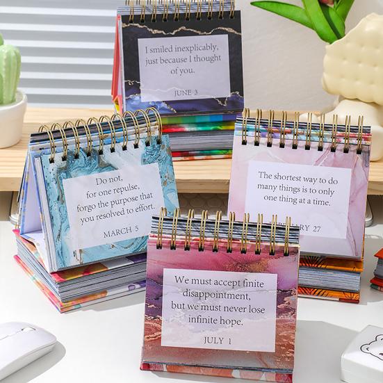 Motivační inspirativní denní kalendář s inspirativními citáty Živé barvy Anglická písmena Kalendář na 365 dní Stolní dekorace Kancelářské doplňky