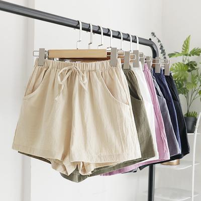 Women Cotton Linen Shorts Summer Casual Shorts High Waist Loose Shorts Sports Hot Pants for Women's Summer Leisure
