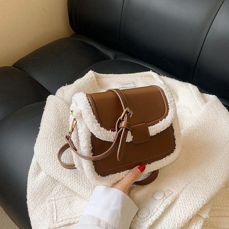 

Универсальные женские сумки через плечо Модные плюшевые женские сумки через плечо Дизайнерские сумки Кошельки и сумки Сумки для мам и детей коричневый