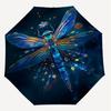 1PC Dragonfly Glitter Automatic Open/Close Umbrella with Windproof, 8-Rib Sturdy Canopy, Durable Ribs, Fashionable Design, Outdoor Accessory, Fun Prin