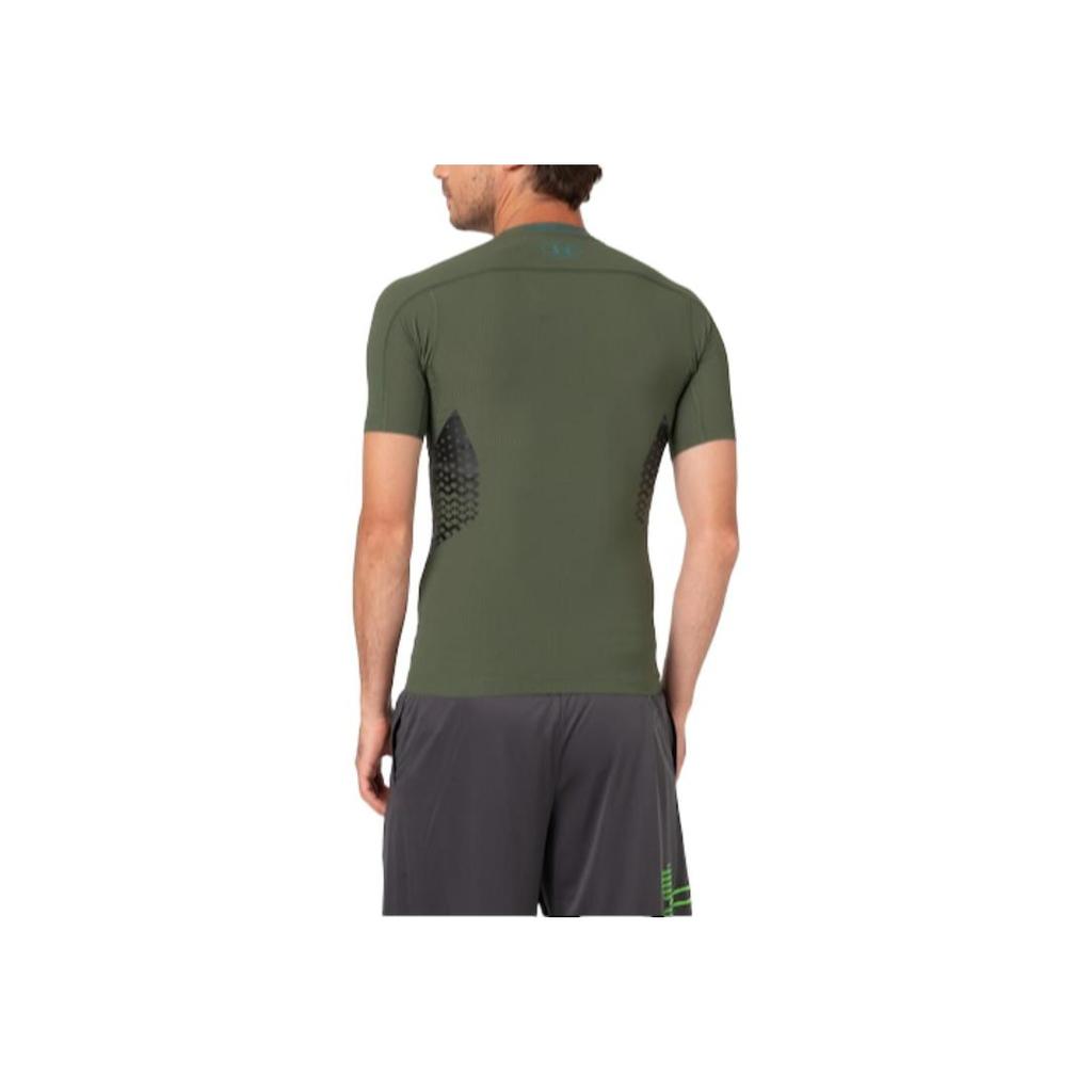 Under Armour Einfarbige Bedrucktes Logo Rundhals Kurzarm Fitnesshemd Herren Oberteile Armeegrün 1289555-330