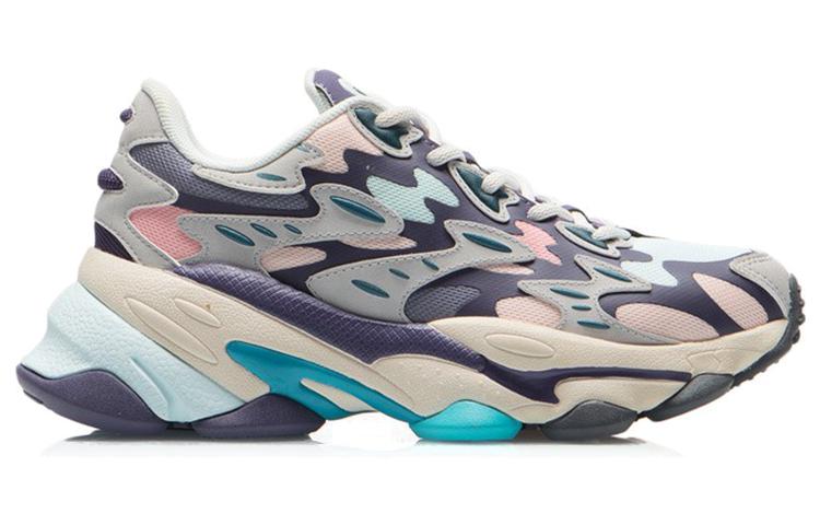Li Ning CF Tracing Cushioning Rebound Low top Casual Shoes Women's Portuguese Gray Purple AGLR166-3