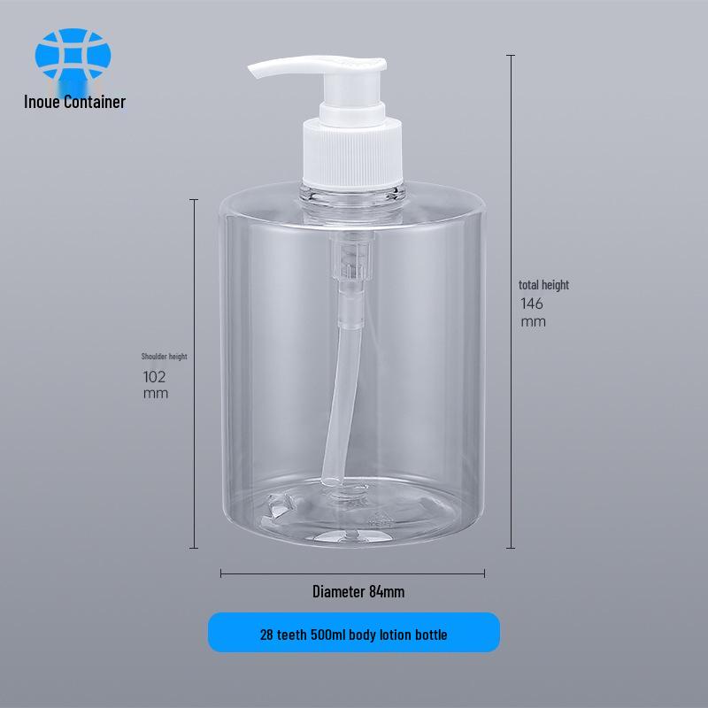 500ml Transparent PET Plastic Bottle for Sanitizer, Lotion, Shampoo & Shower Gel