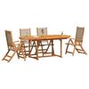 5 Piece Outdoor Dining Set Solid Acacia Wood Table & Textilene Chairs