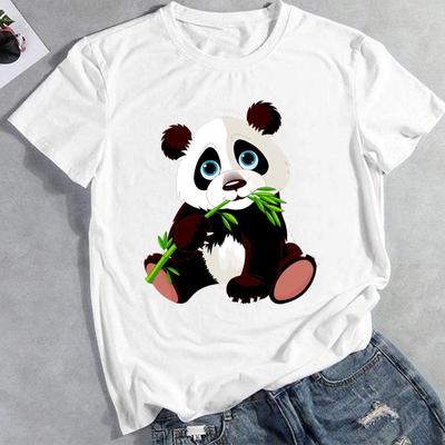 Grafik T-shirt Giyim Panda Hayvan Güzel Sevimli Rahat Yaz Moda Kadın Üst Tshirt Kısa Kollu Bayan Kadın Baskı Tee
