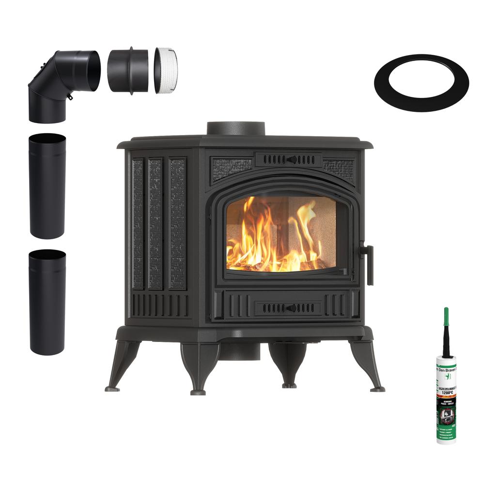Cast Iron Wood Burning Stove KRATKI K6 ECO Ø 150 6,5 kW