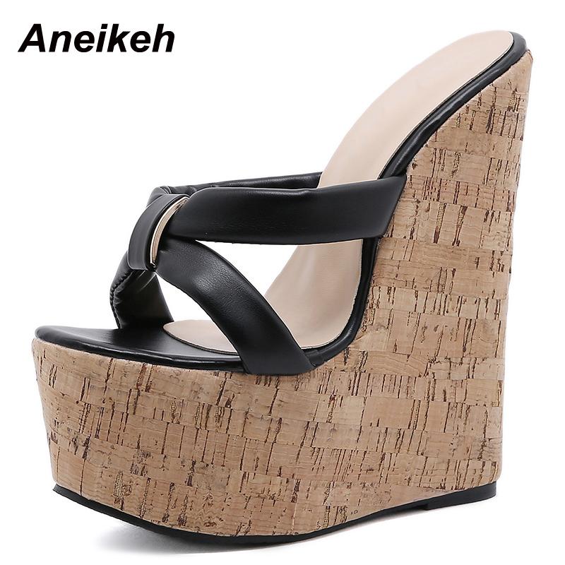 Aneikeh Sandali Zeppa Donna Ciabatte Punta Aperta Piattaforma Estive Tacco Super Alto Scarpe da Festa Donna Taglia 35-42