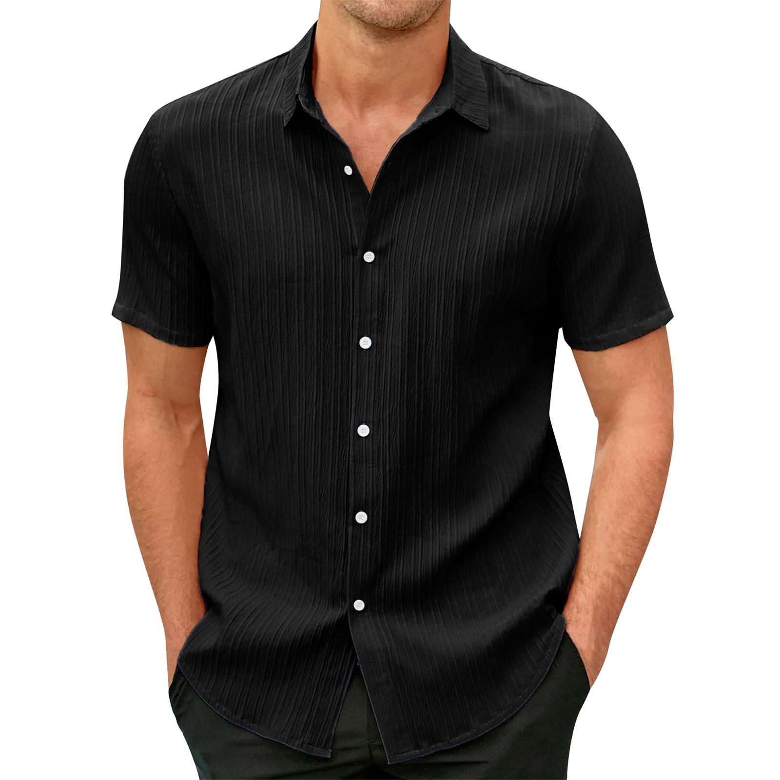 

Гавайская рубашка для мужчин, мужские винтажные рубашки для боулинга на пуговицах, летняя пляжная рубашка с коротким рукавом L чёрный