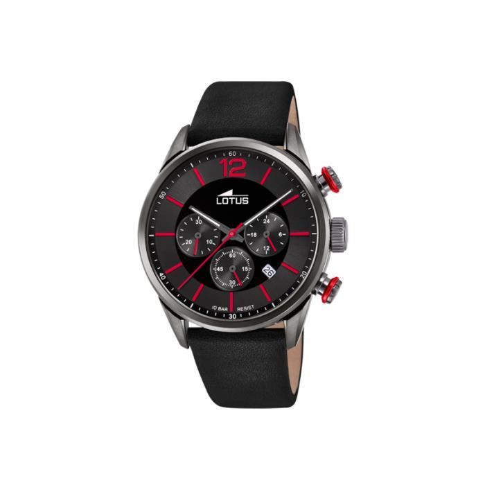 Hodinky - LOTUS - 18687/6 - Chronograf - Šedá IP ocel - Černý kožený řemínek - 10 ATM