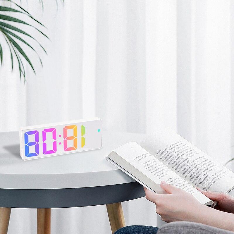 Led Digital Intelligent Electronic Clock Kitchen Timer Bedroom Bedside Alarm Clock Fashion Dazzling Color Transparent Screen
