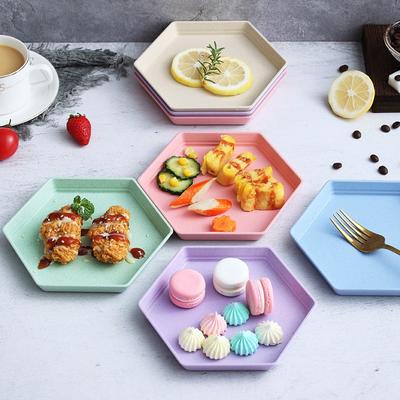 1PC Hexagonal Snack Plate Vinegar Dish Household Food Grade Plastic Spit Bone Party Dinner Dishes Camping Dinnerware