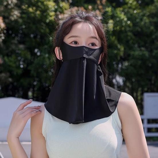 Face Guard with Elastic Strap Ultra-Wide Coverage Double-Layer Structure UPF 50+ UV Protection Cycling Face Protector