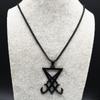 Sigil Church of Satan Stainless Steel Statement Necklace  Seal of Lucifer LaVey Hidden Devil Long Necklace Jewelry