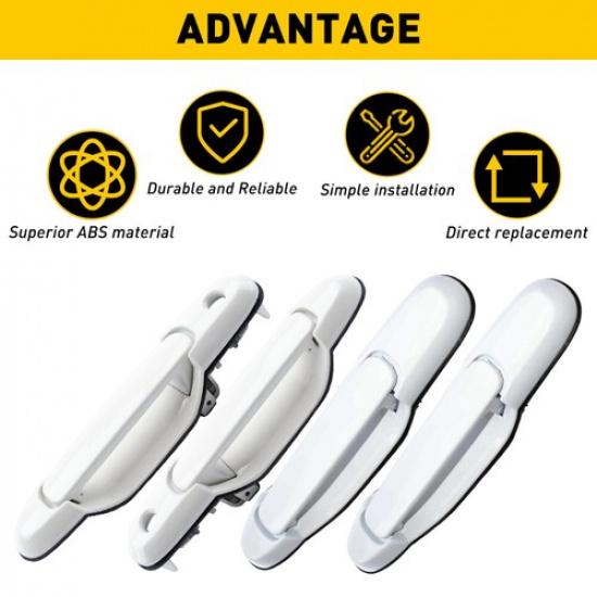4PCS Outside Exterior Door Handle Set For Of 4Pcs Toyota 1998-2003 Sienna White