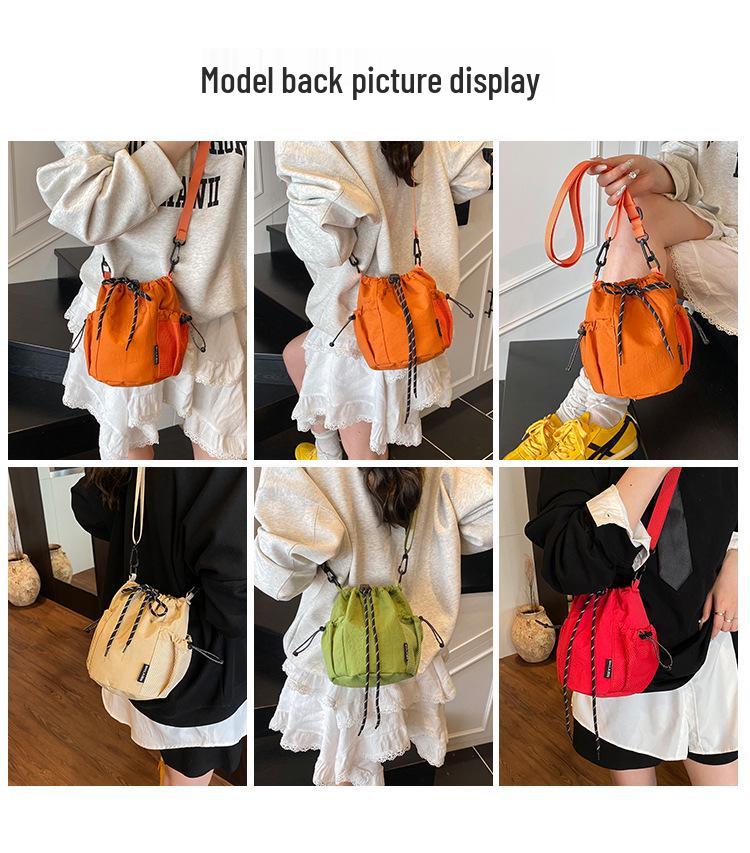 Japanese-Inspired Niche Drawstring Bucket Bag, Versatile Crossbody for Commuting and Outdoor Sports Casual Use