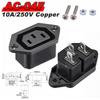 AC Power Socket Rocker Switch Inlet Power Plug C13 C14 Socket 3Pin AC Electrical Connector with 250V 10A Fuse and Red Lamp