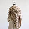Elegant Rose Pattern Scarf Imitation Cashmere Soft Warm Versatile Shawl Coldproof Windproof Blanket Scarf for Autumn Winter