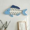 Holzfischgräten Wanddeko Strandholz Fisch Wandskulptur Vintage Mediterraner Stil Fisch Hängende Wandkunst für Zuhause Seehaus Schlafzimmer Dekor