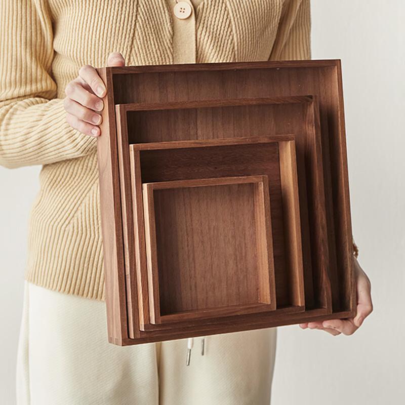 Japanese Style Black Walnut Solid Wood Serving Tray