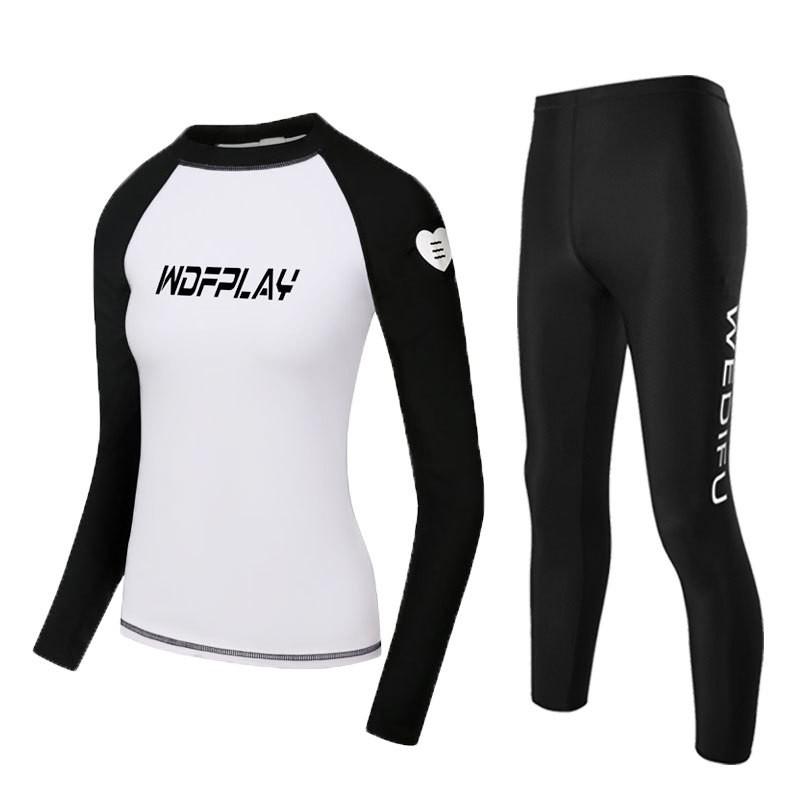 Womens UV Protection Rash Guard Set Long Sleeve Top Pants Surfing Snorkeling Diving Water Sports