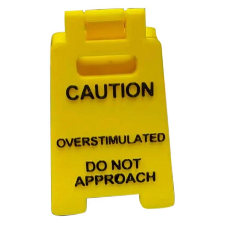 Office Mini Desktop Warning Sign Caution Overstimulated Portable Fun Desktop Small Warning Sign Ornament New Type of Worker Toy