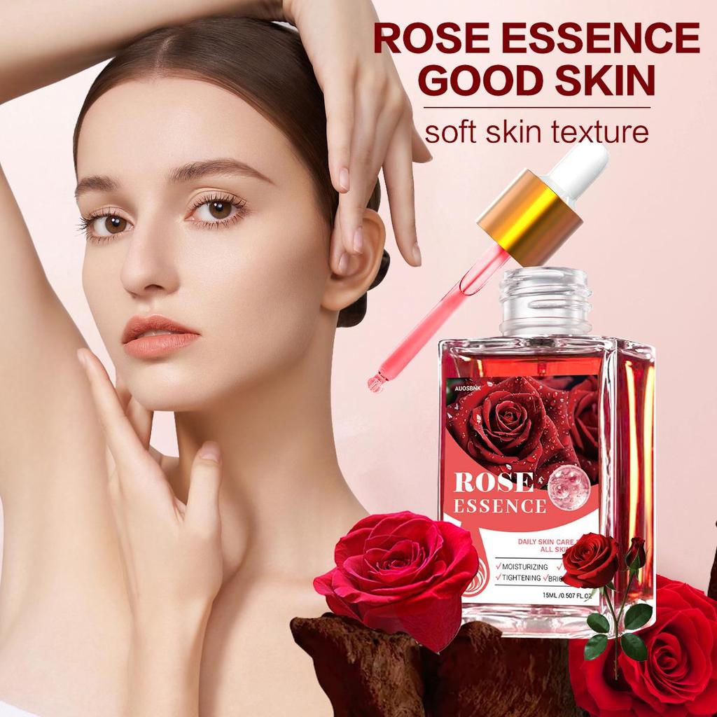 2 Stück - Reines Rosenöl mit Tropfer - Für Gesichtshautpflege, Spendet trockener Haut Feuchtigkeit, Ätherisches Öl für Gesichtsmassage, Premium-Geschenk für Frauen, Männer-15ml