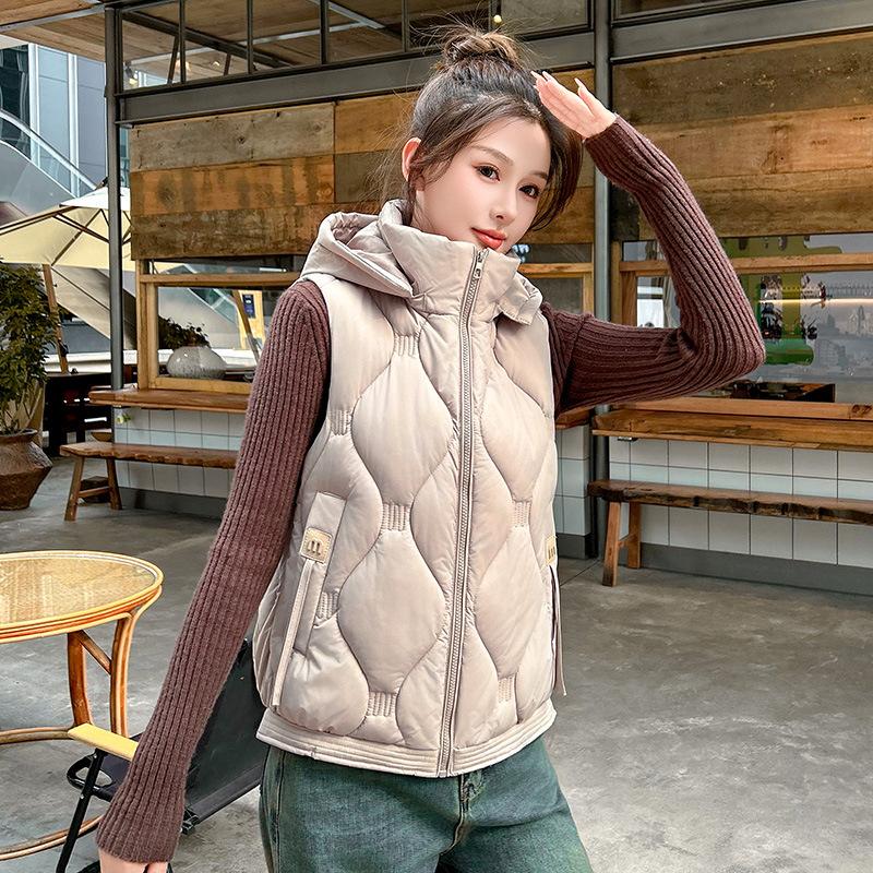 Small Loose Ladies Short Cotton Vest Vest Autumn and Winter Versatile Vest Jacket Vest Foreign Style