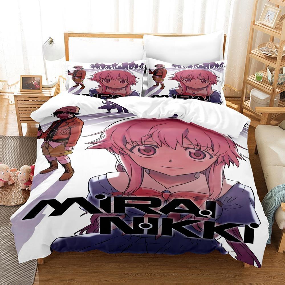 

Comforter New 3D Printed Anime Bed Sheet Future Diaries Mirai Nikki Bedding Set Single Twin Full Queen King Size Bed Set Adult Kid Bedroom Comforter (quilt)-EU Single(135*200cm)3pcs
