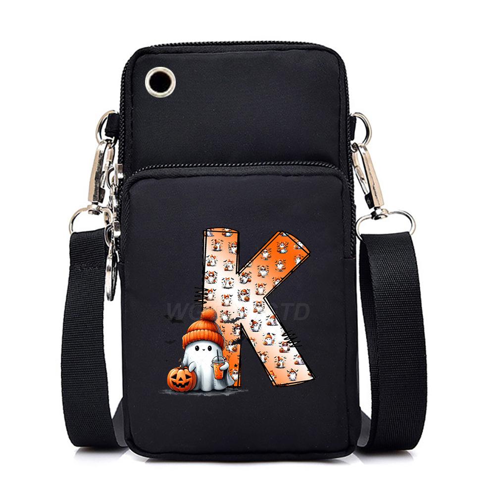 Halloween letter printing trend mobile phone bag vertical square black messenger bag change bag