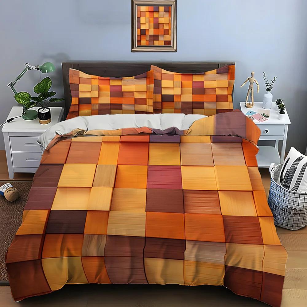 

1 Duvet Cover 2 Pillowcases Adult And Kids Bedding Set Luxury 3D Honeycomb Square Gradient Color Print Bedding Set Duvet Cover US King 228X264cm&Sham