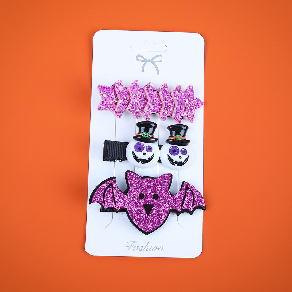 3PCS Halloween Hair Clips Pumpkin Devil Hairpins Girls Star Hairclips Festival Party Cosplay Heart Barrettes Kids Headwear