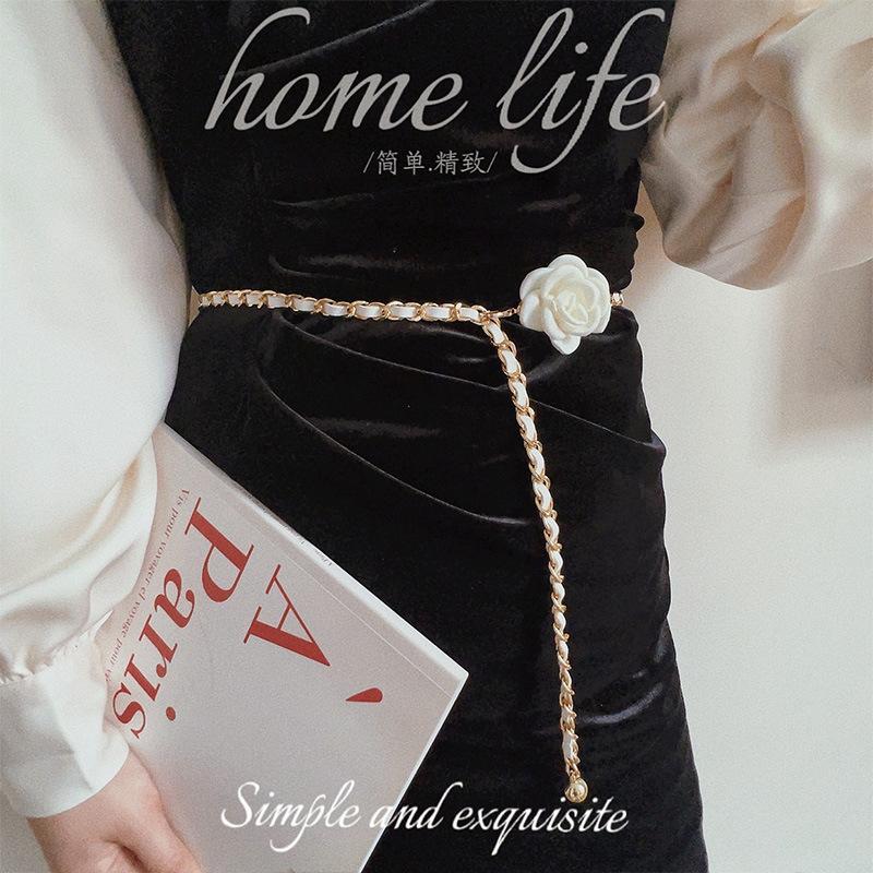 Camellia Waist Chain Accessories Women'S Flower Chain Belt Decoration With Dress Jeans Chain Tide