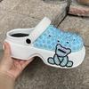 Fashion Summer Bear Decoration Thick Bottom Handmade Inlaid Pearl Sandals  New Pink and Blue Sweet Girl Beach Hollow  Out Slippers 40-41
