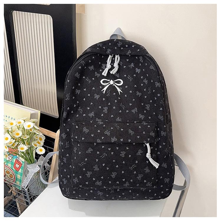 Schoolbag Corduroy Autumn and Winter New Large Capacity Backpack Student Class Commuter Versatile School Bag Going Out Travel Backpack Female