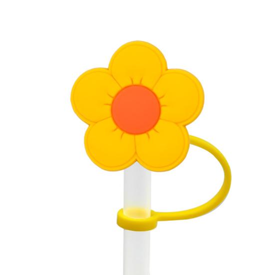 8Pcs 8-10MM Cover Flower Straw Food Grade Silicone Reusable Dust-proof Cute Universal Mini