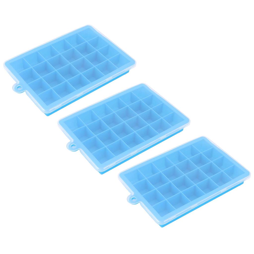 3 Stück Eiswürfelform Wiederverwendbar 24 Fächer Eiswürfelform mit Abnehmbarem Deckel Leichtes Entformen Silikon Eiswürfelbereiter für
