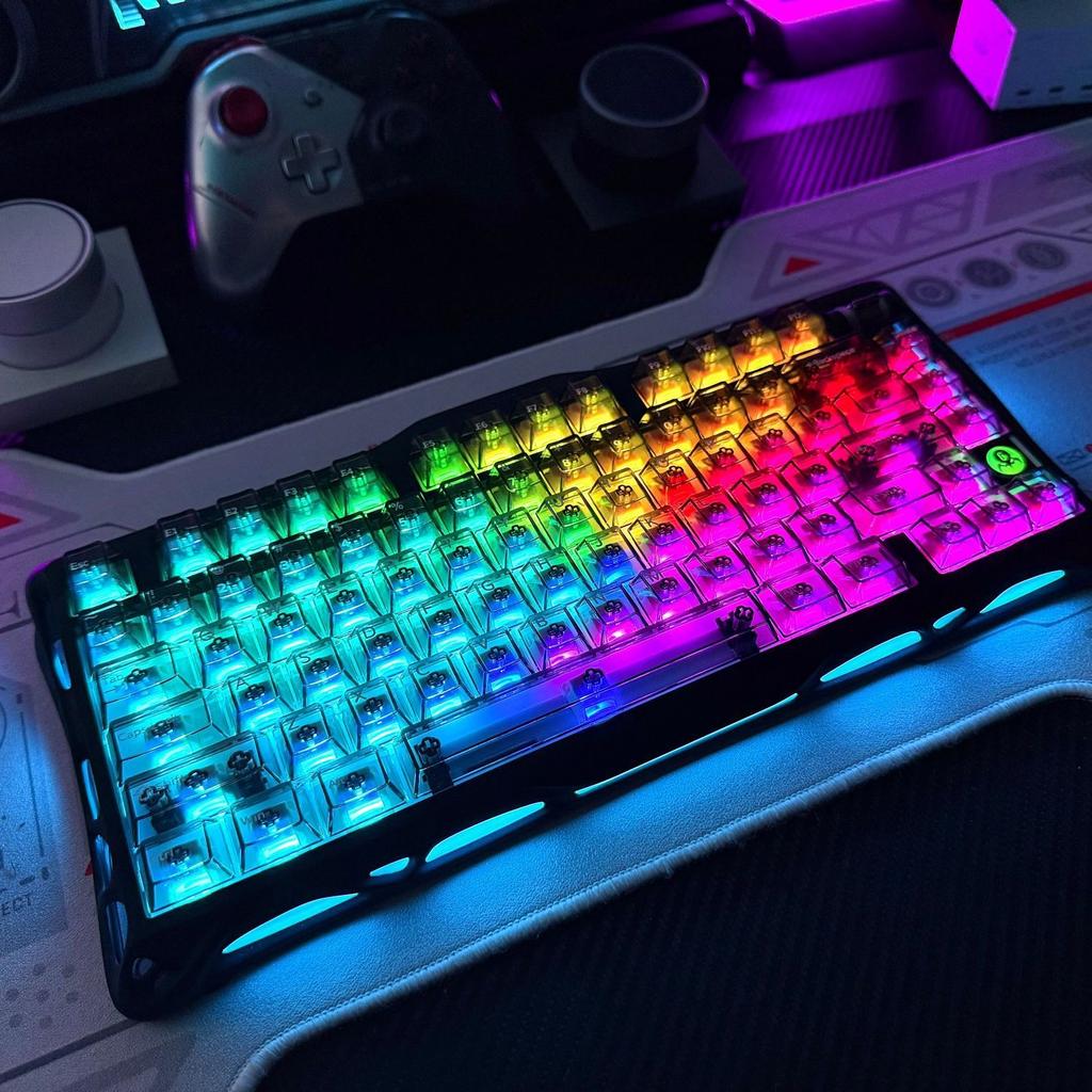 Xiaomi New 132 Keys Black Full Transparent PC Keycaps UV Printing Clear Crystal Key Caps Cherry Profile for MX Switches Gaming Keyboard