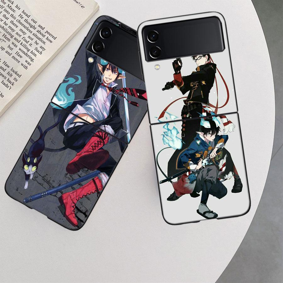 Anime Ao no Exorcist Okumura Rin Phone Case For Samsung Z Flip 7 6 5G Galaxy Z Flip 5 4 3 Black Hard Cell Cover Luxury PC Shell